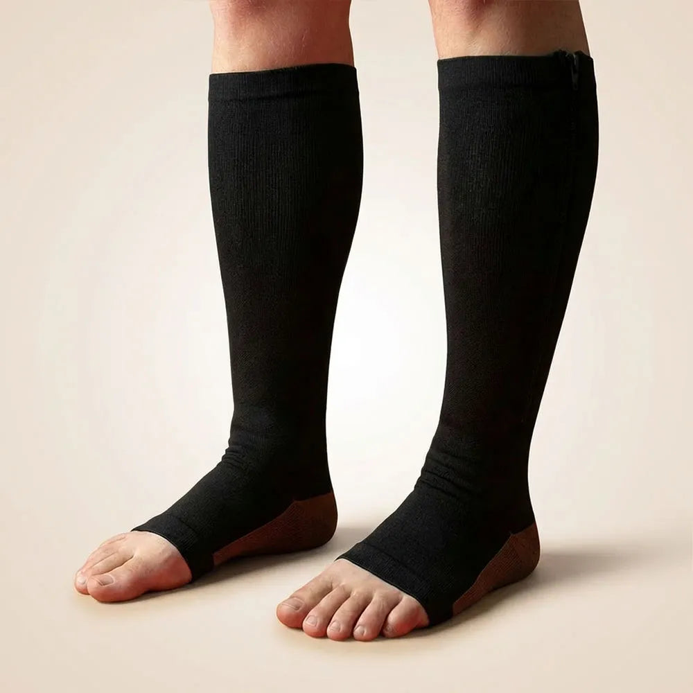 Zip Compression Knee-High Socks